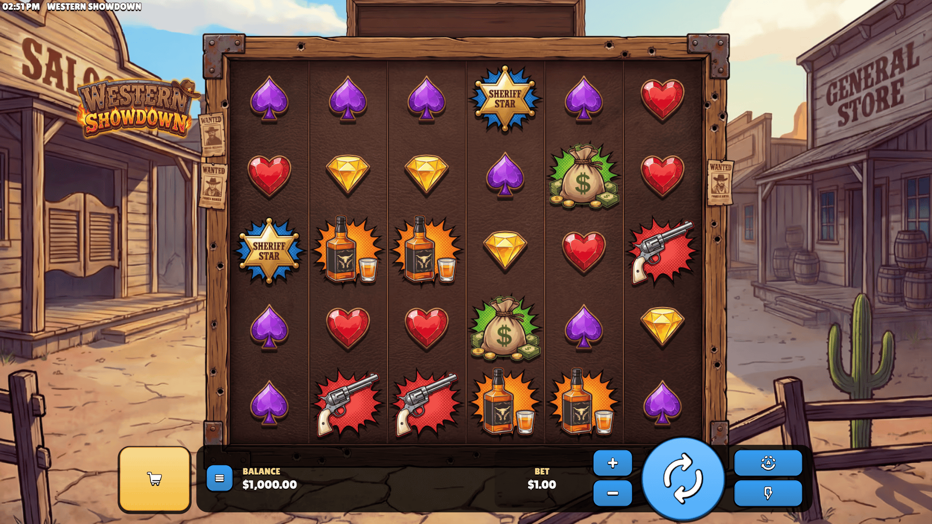 Western Showdown slot gameplay reels
