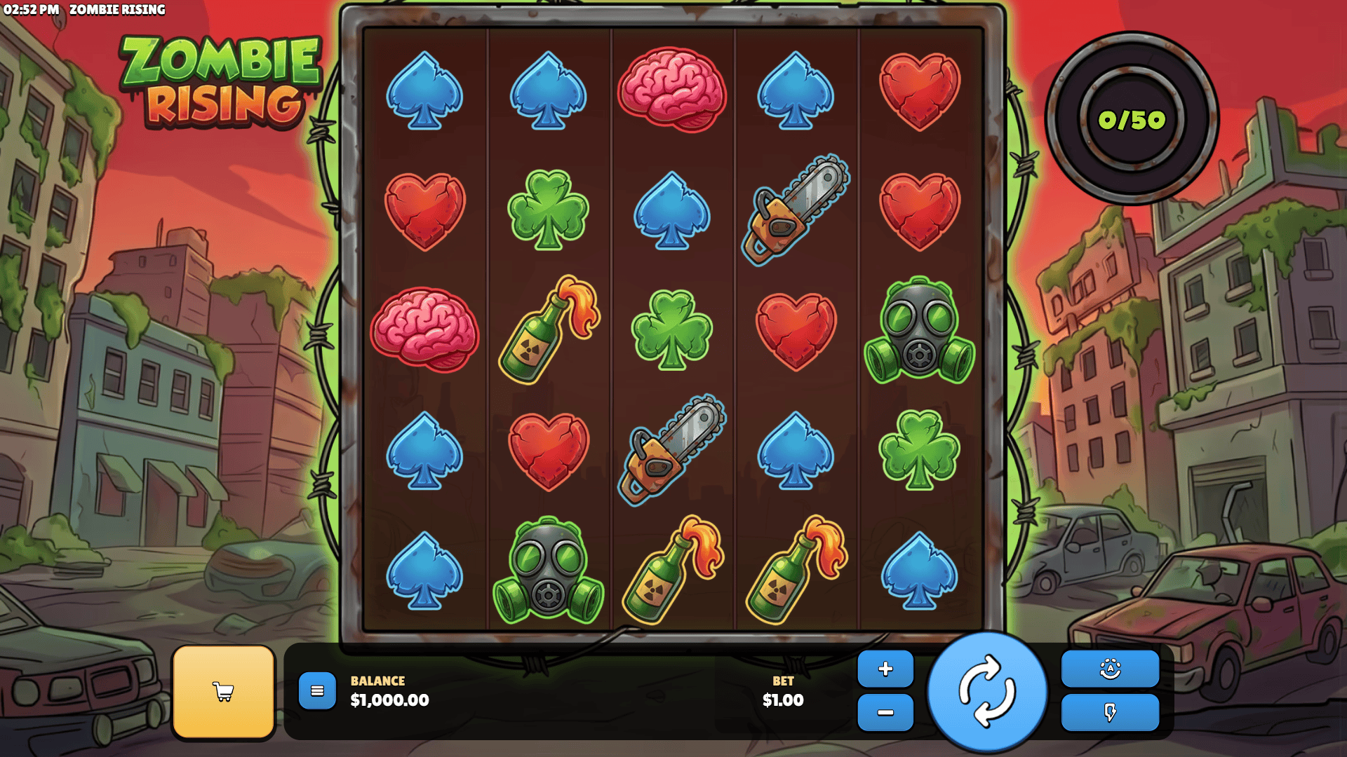 Zombie Rising slot gameplay reels