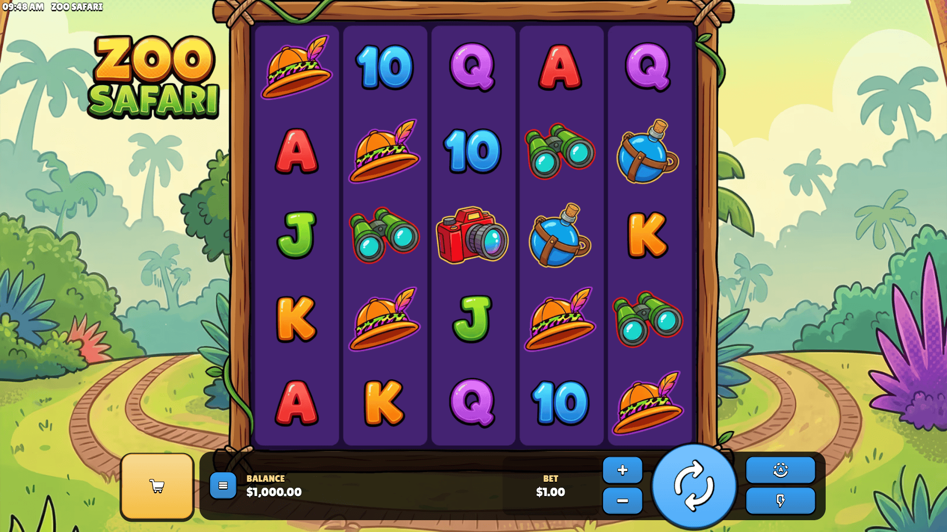 Zoo Safari slot gameplay reels