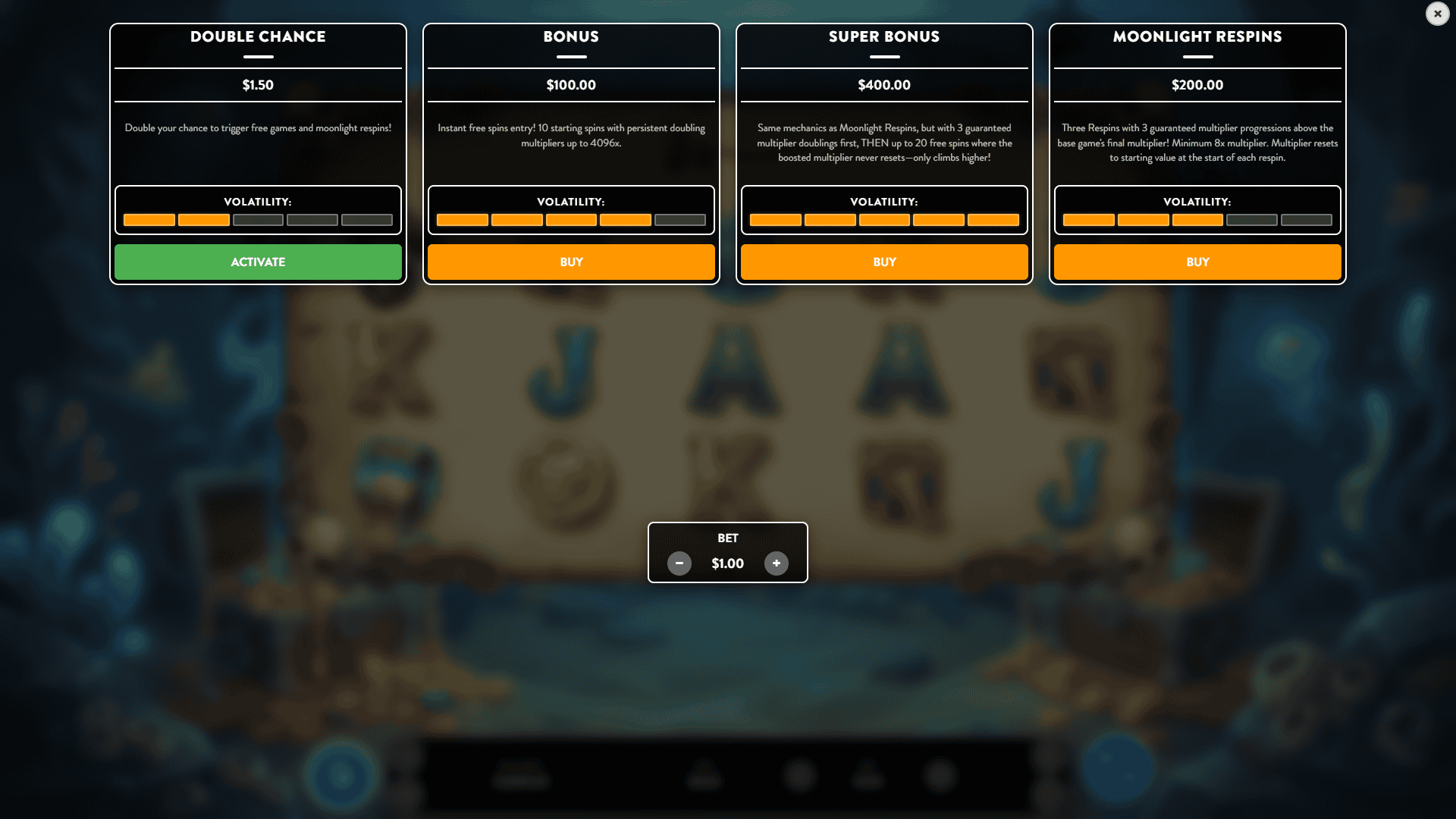Deadbeard 4000 bonus buy menu
