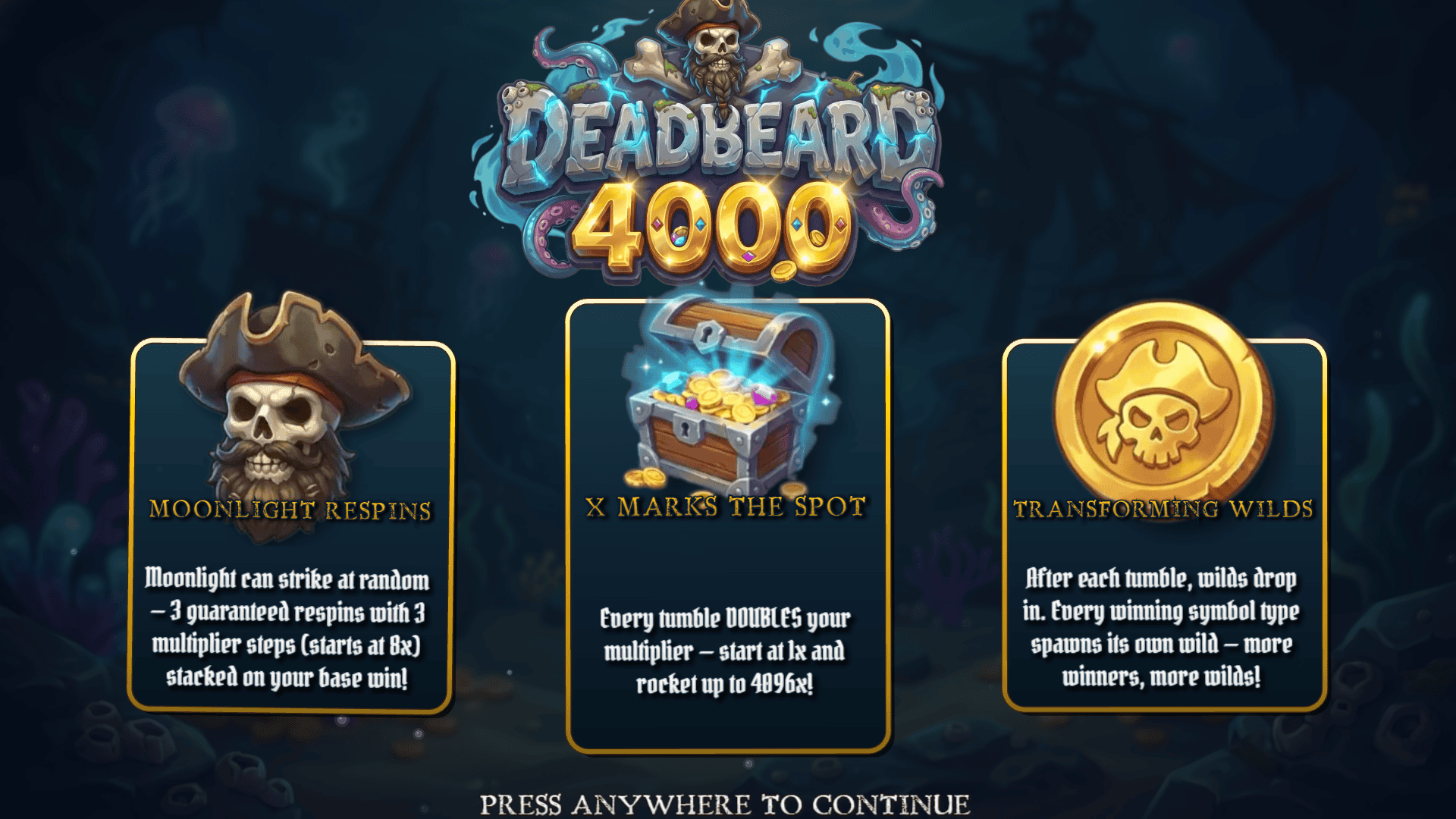 Deadbeard 4000 slot intro screen