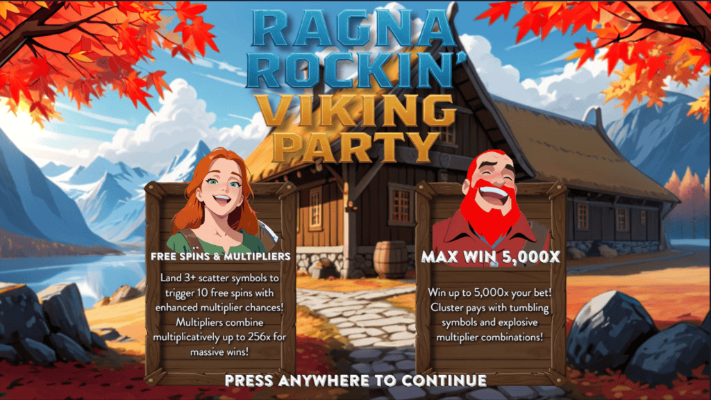 Goldleaf ragna rockin viking party intro screen