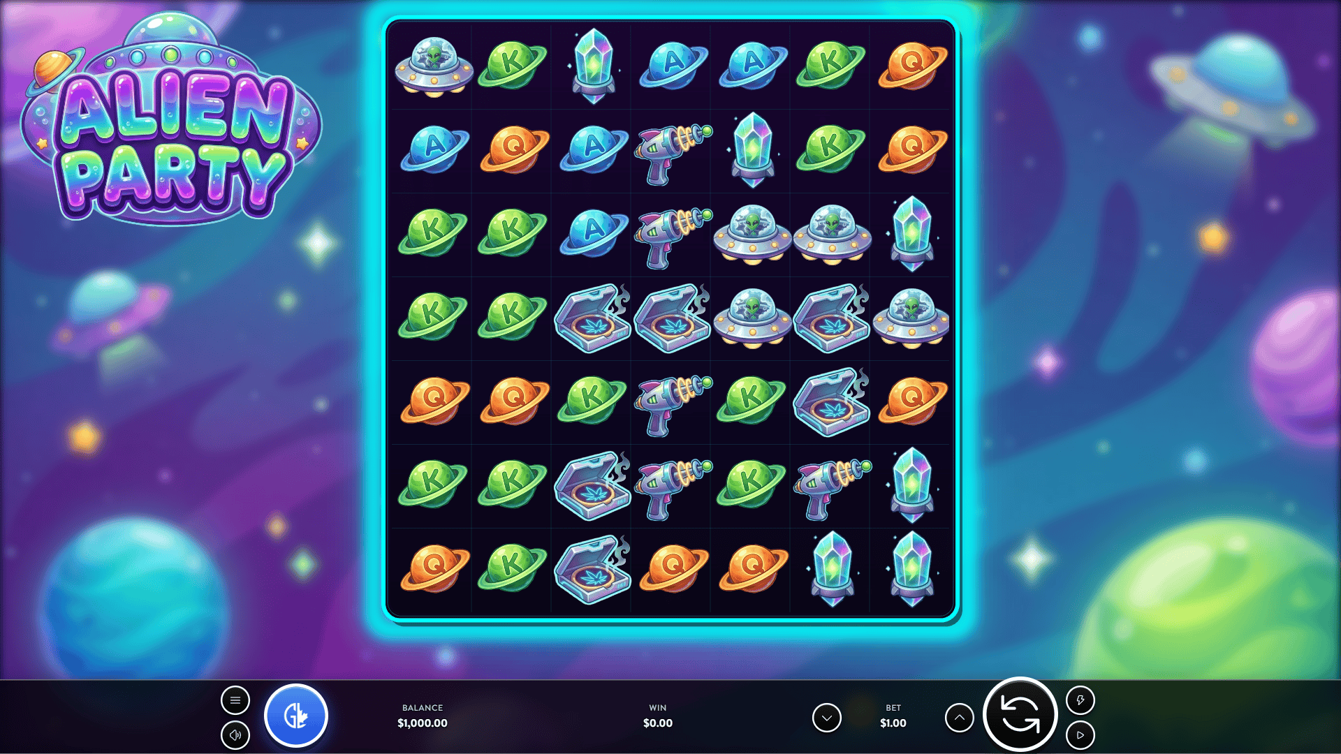 Alien Party slot gameplay reels
