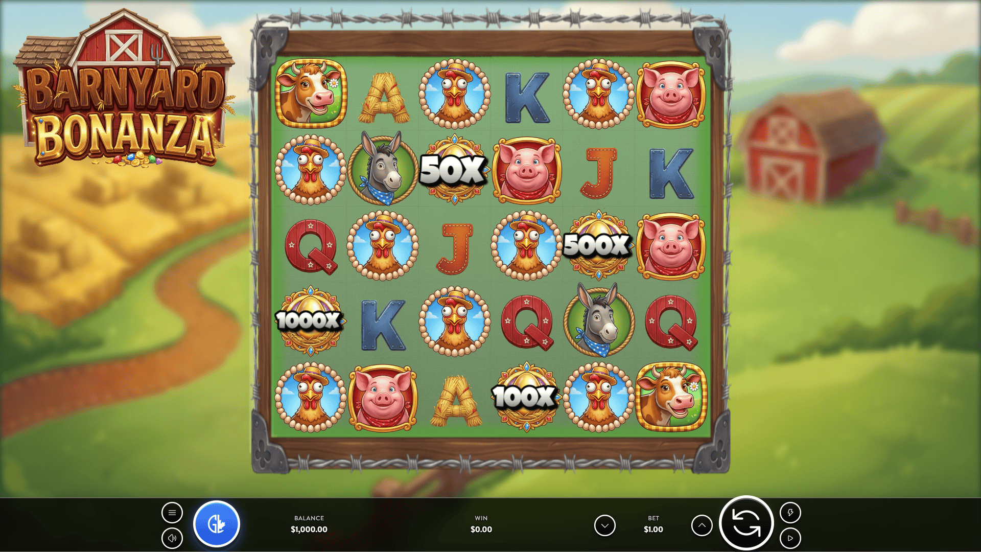 Barnyard Bonanza slot gameplay reels