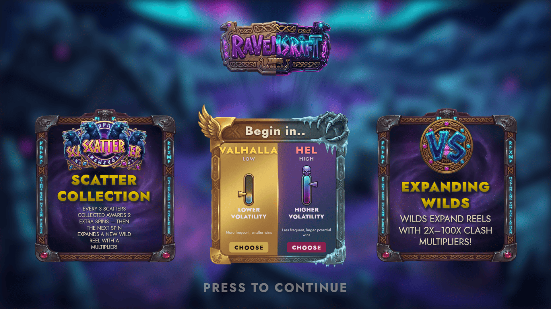 Ravensrift slot intro screen