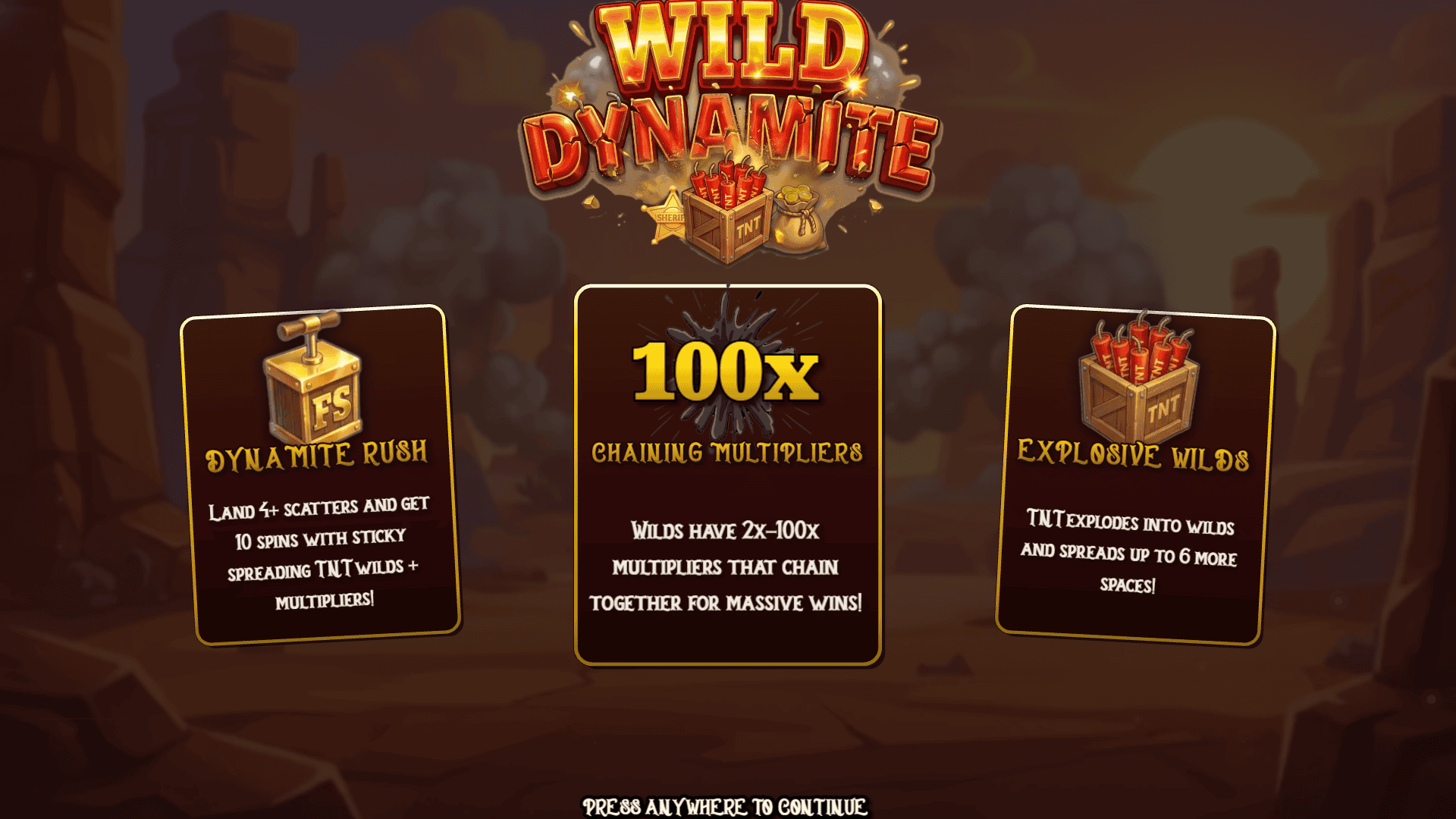 Wild Dynamite slot intro screen