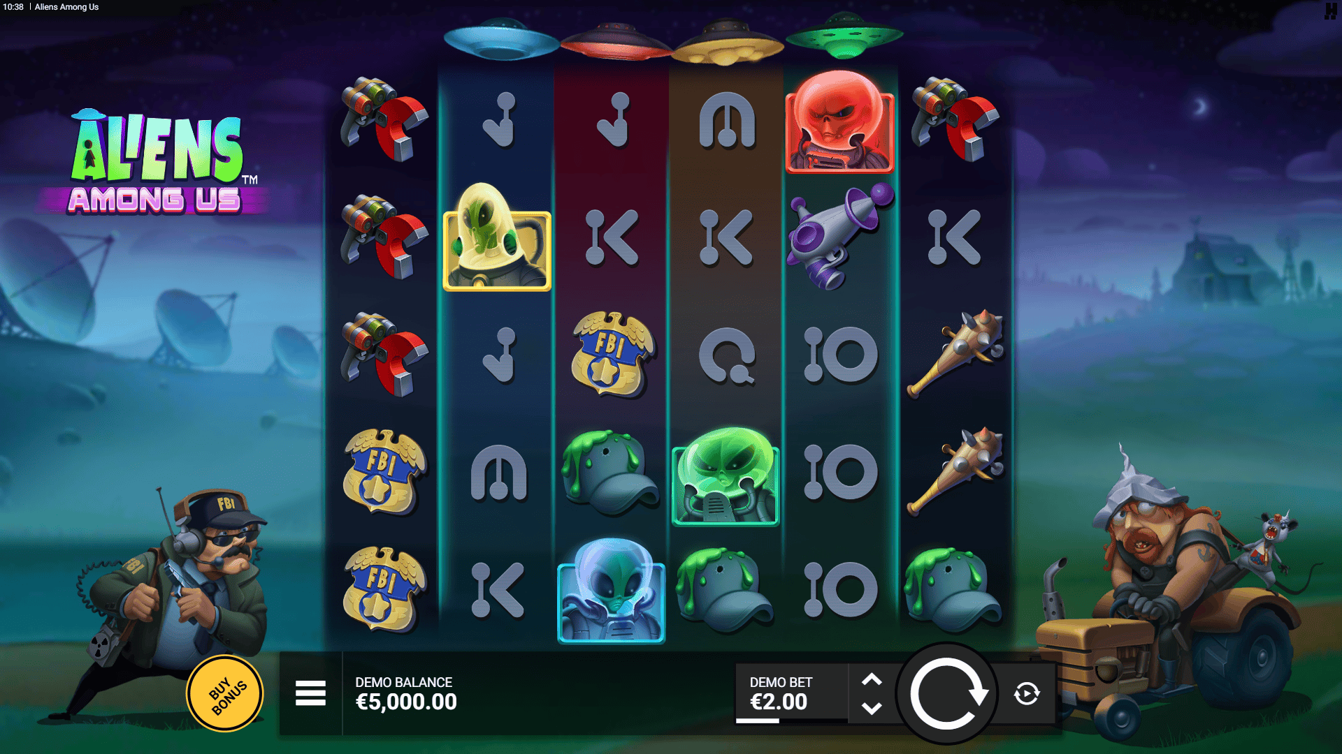 Aliens Among Us slot gameplay reels