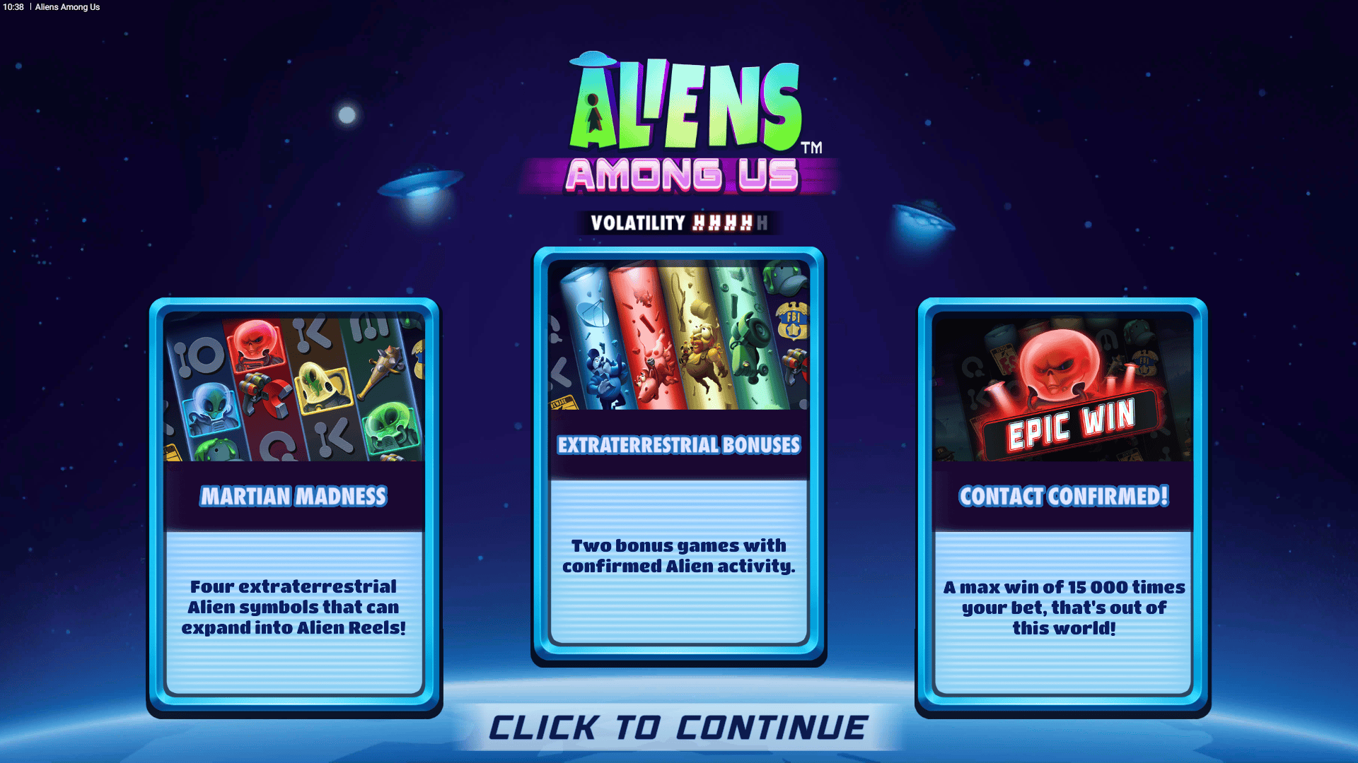 Aliens Among Us slot intro screen