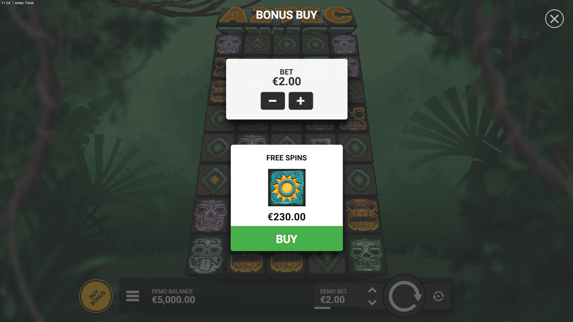 Aztec Twist bonus buy menu