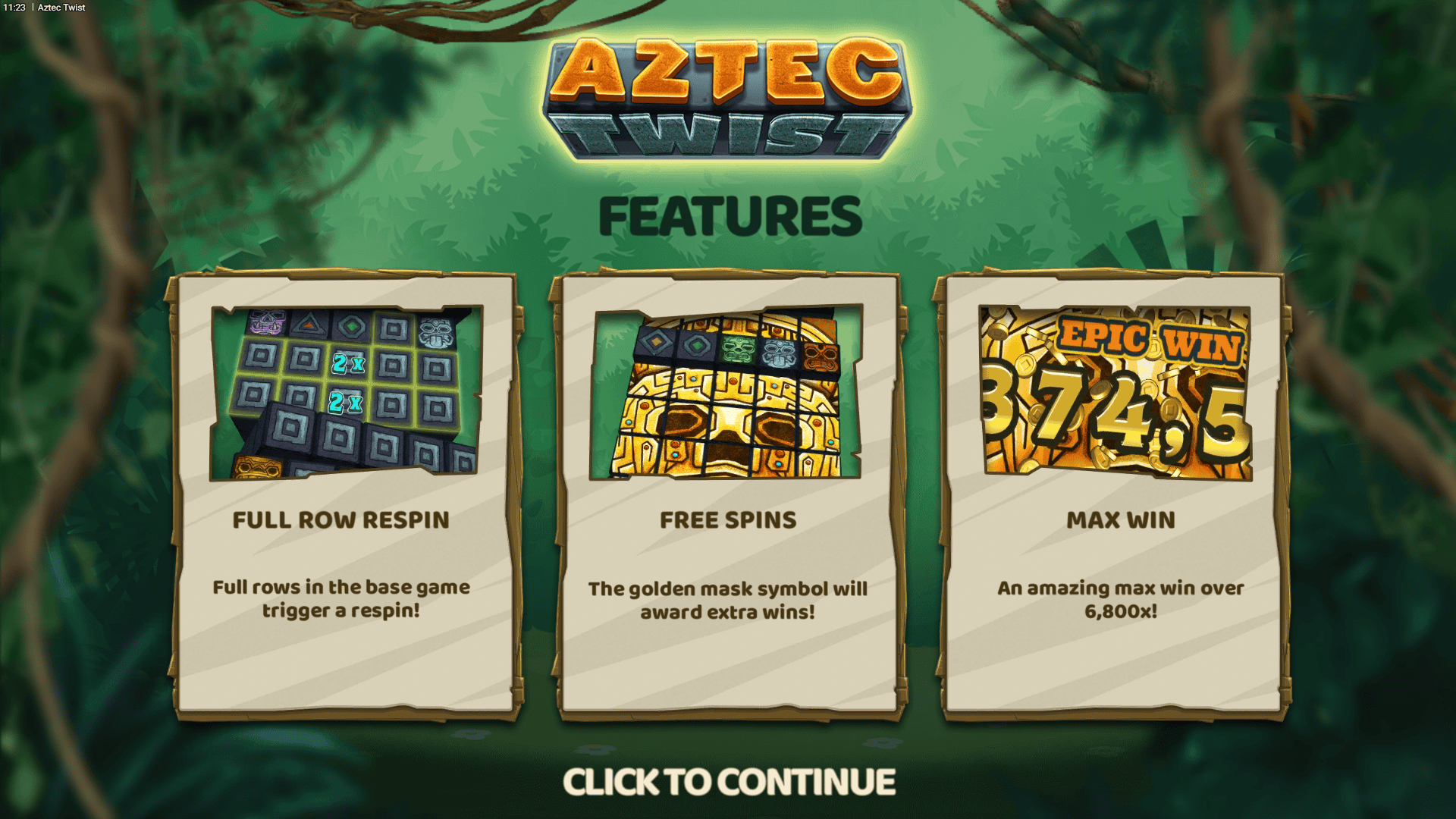 Aztec Twist slot intro screen