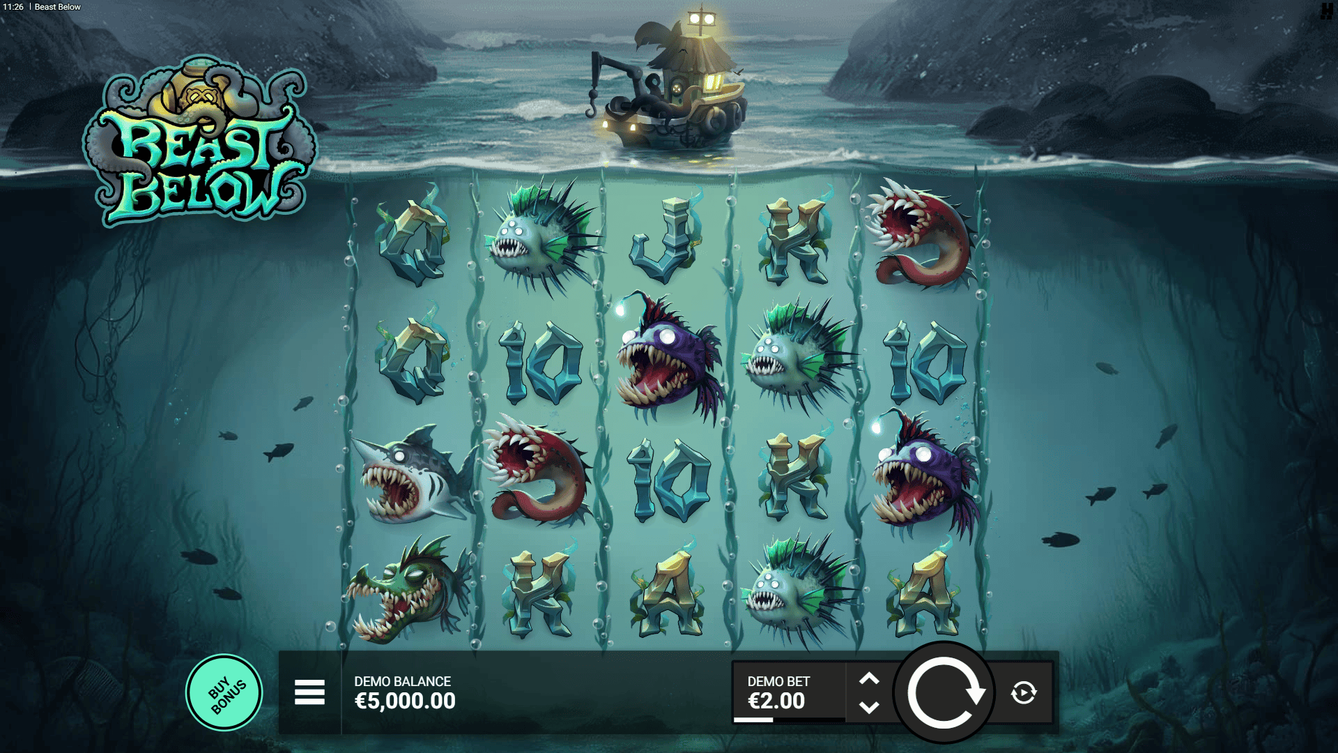 Beast Below slot gameplay reels