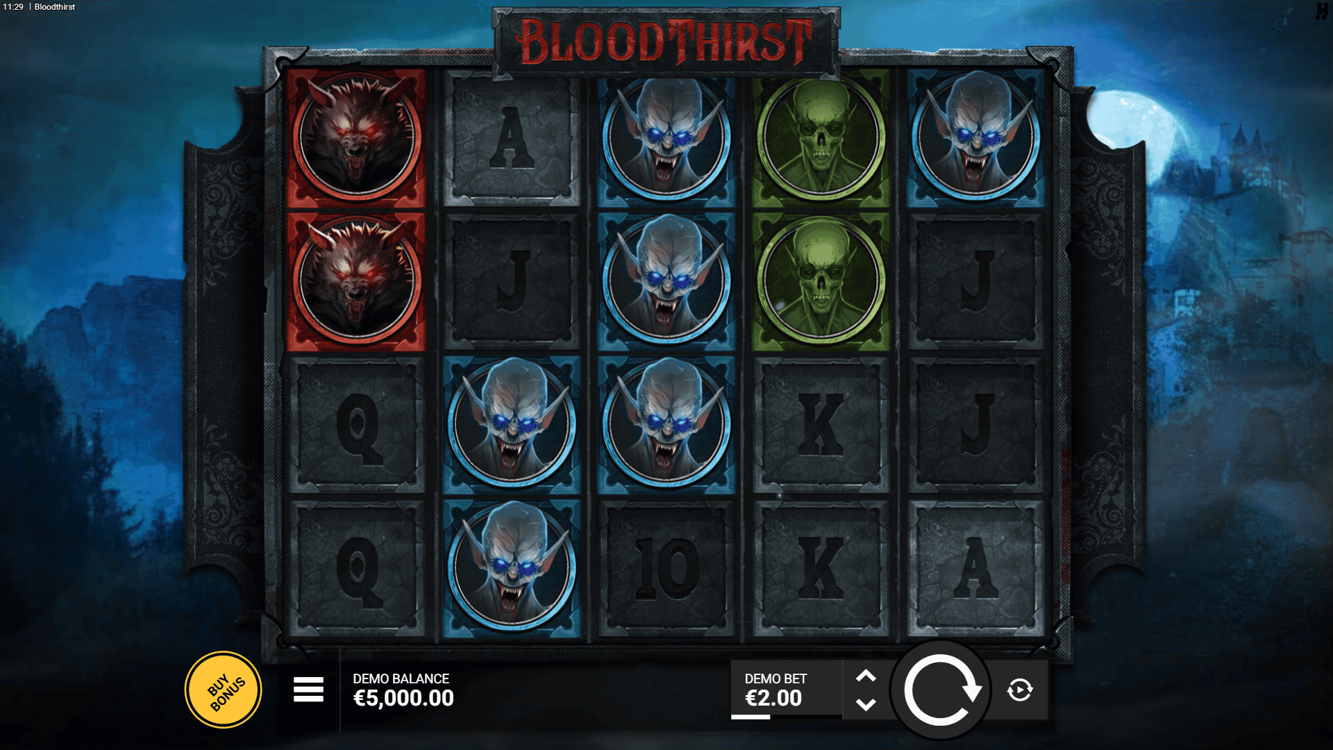 Bloodthirst slot gameplay reels