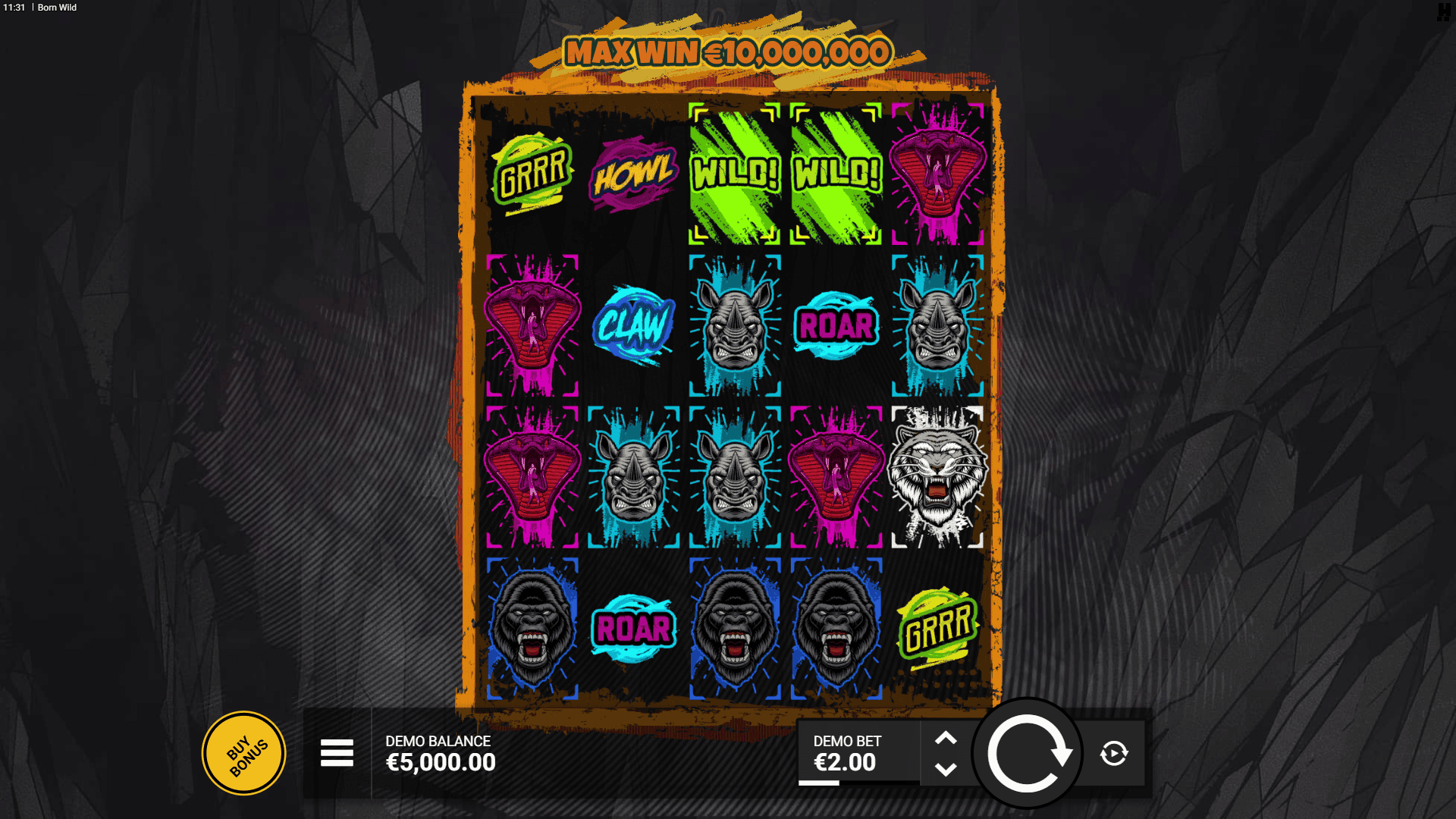 Born Wild slot gameplay reels