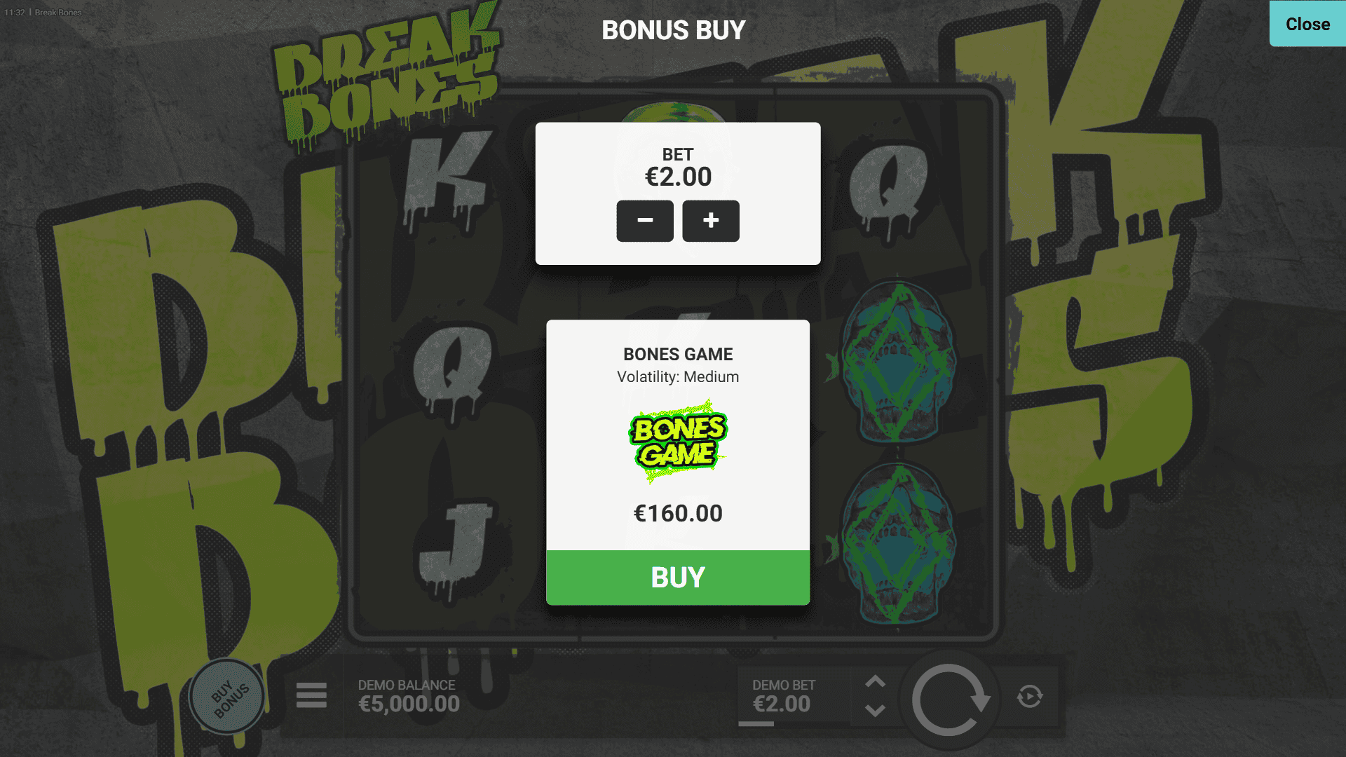 Break Bones bonus buy menu