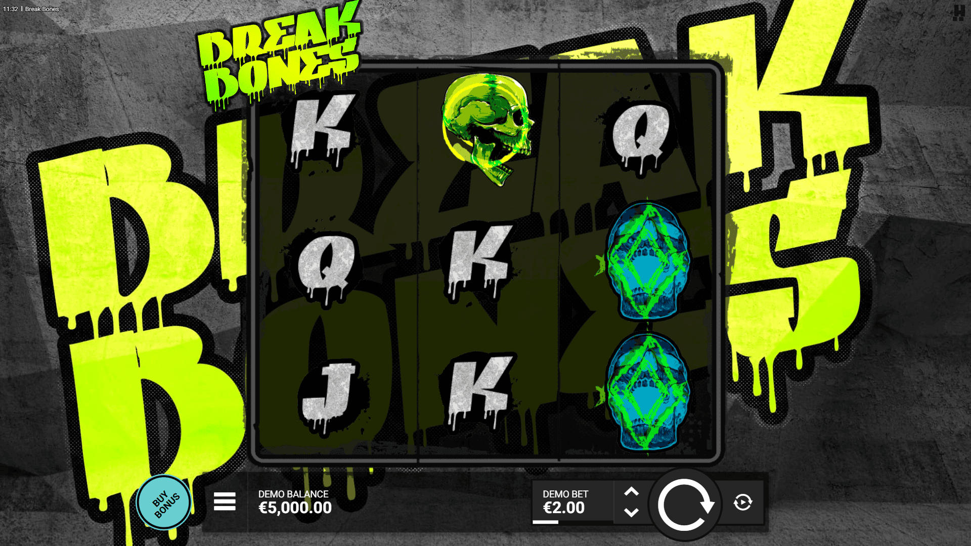 Break Bones slot gameplay reels