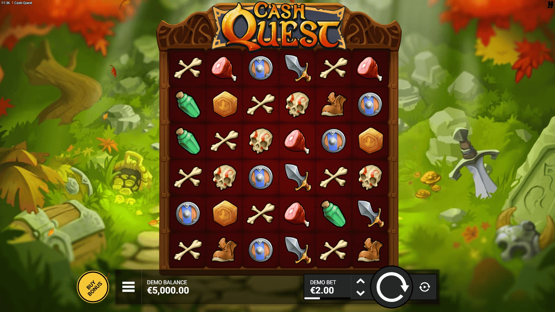 Cash Quest slot gameplay reels