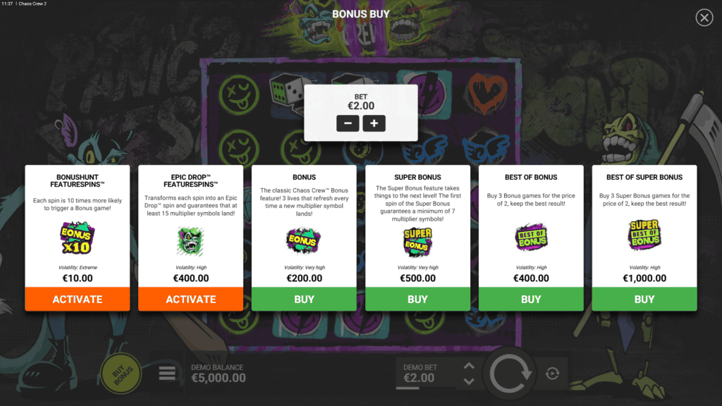 Hacksaw gaming chaos crew 2 bonus buy