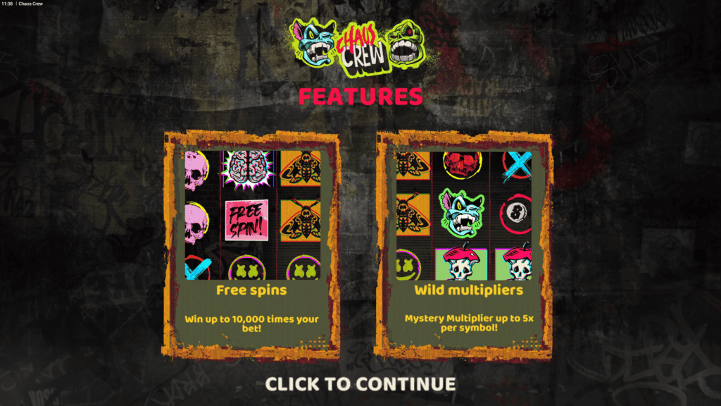Hacksaw gaming chaos crew intro screen