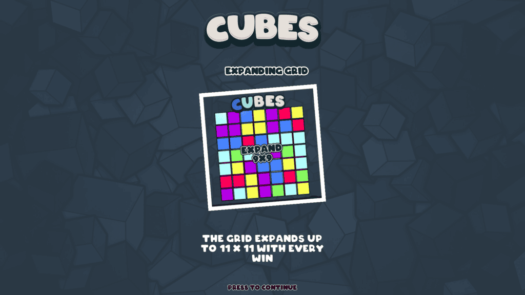 Hacksaw gaming cubes intro screen
