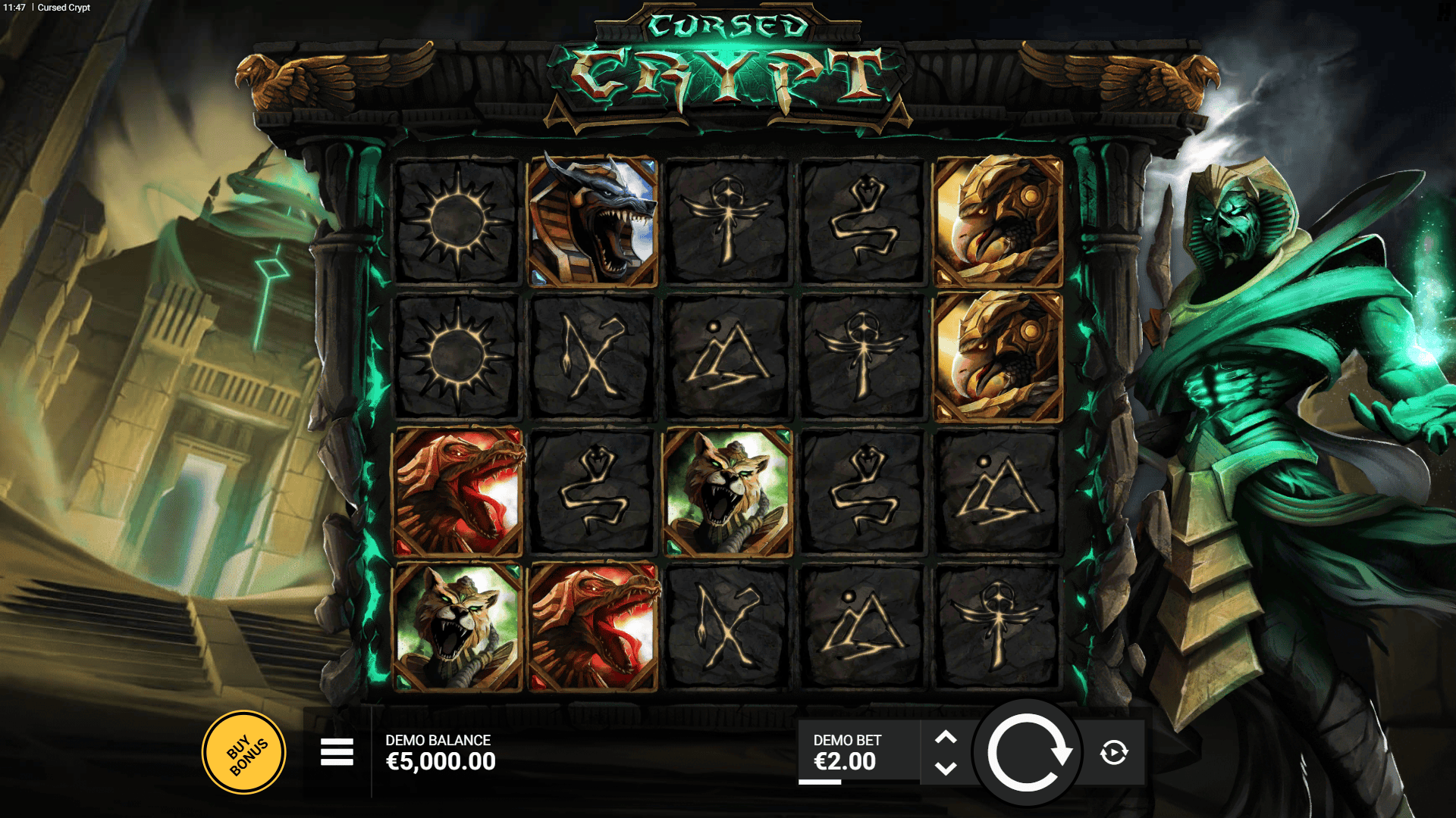 Cursed Crypt slot gameplay reels