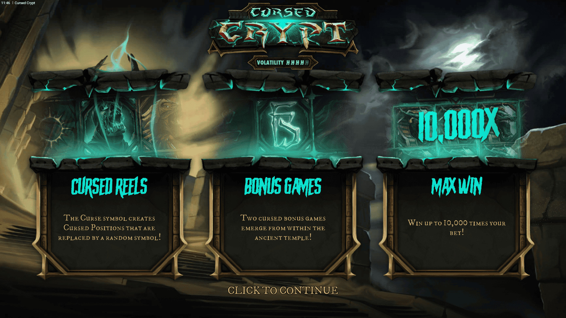 Cursed Crypt slot intro screen