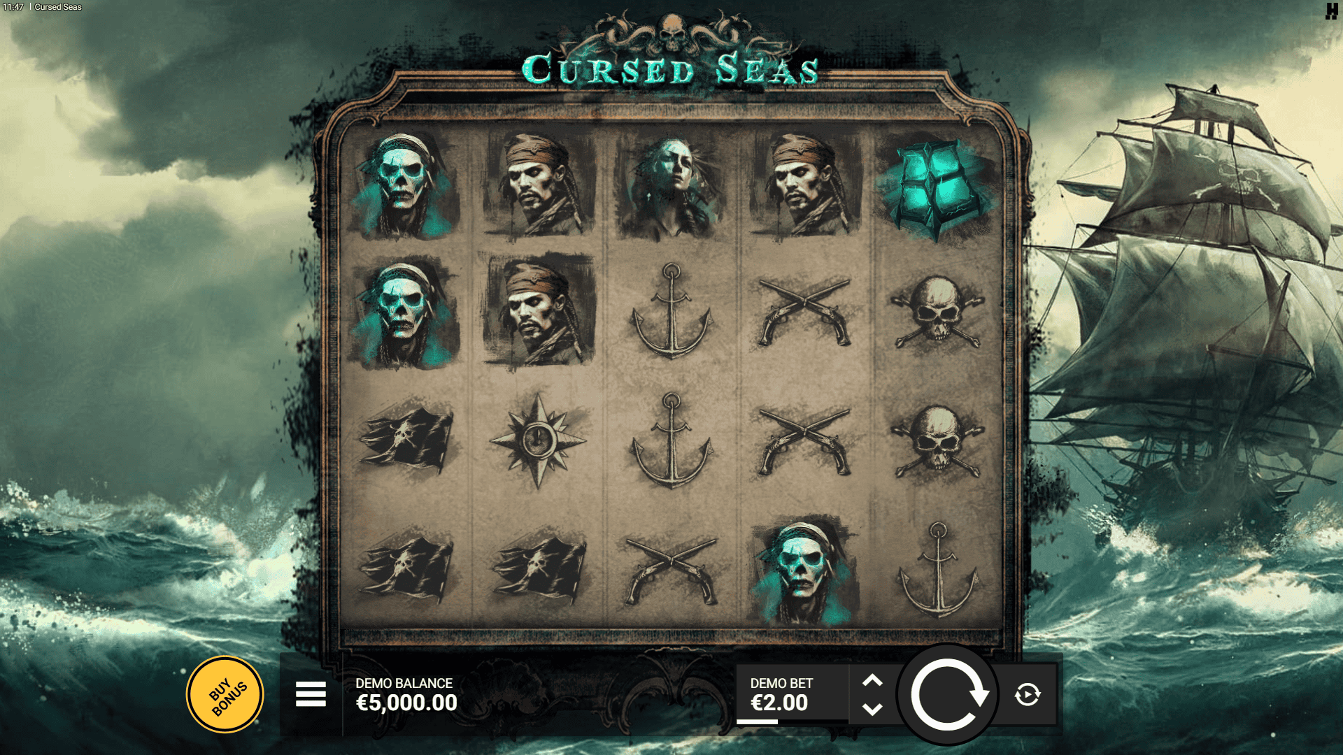 Cursed Seas slot gameplay reels