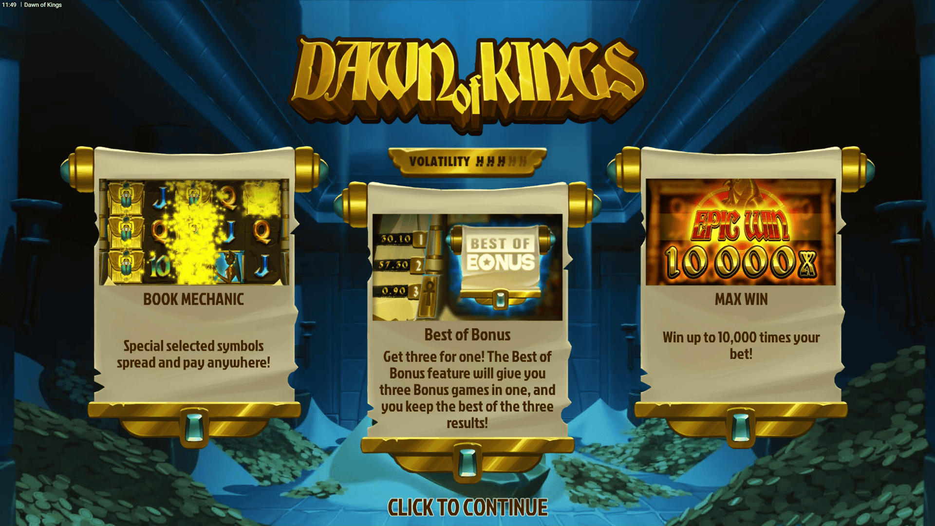 Dawn of Kings slot intro screen