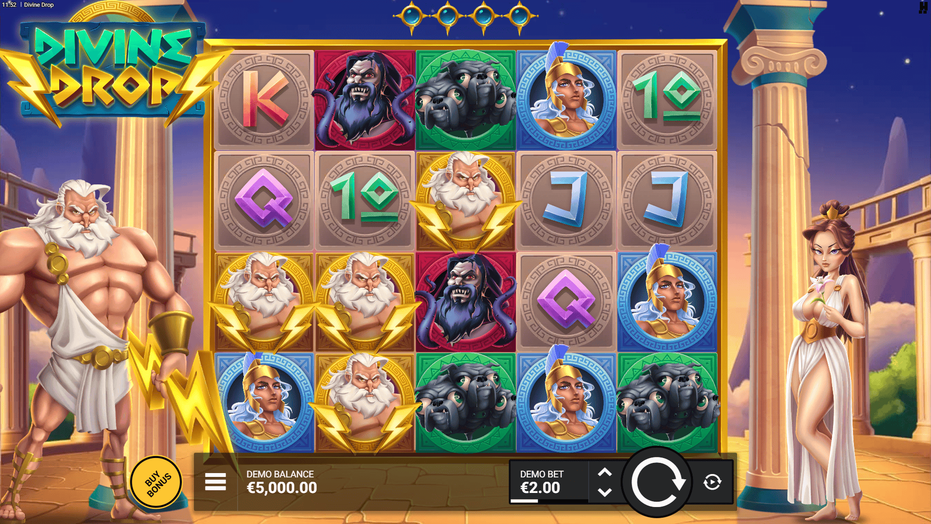 Divine Drop slot gameplay reels