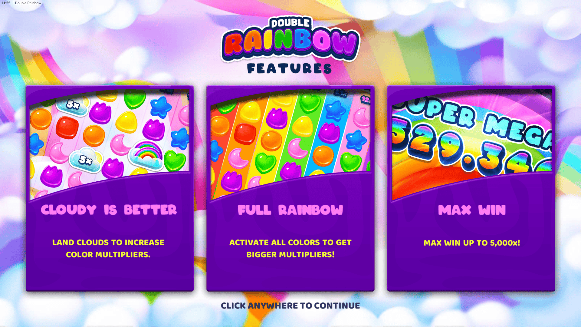 Double Rainbow slot intro screen