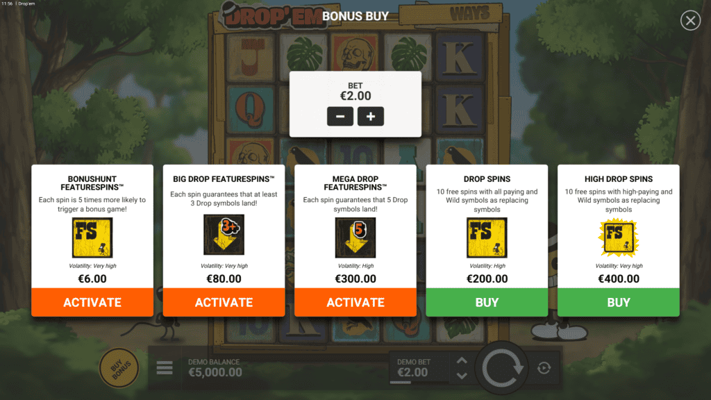 Hacksaw gaming drop em bonus buy