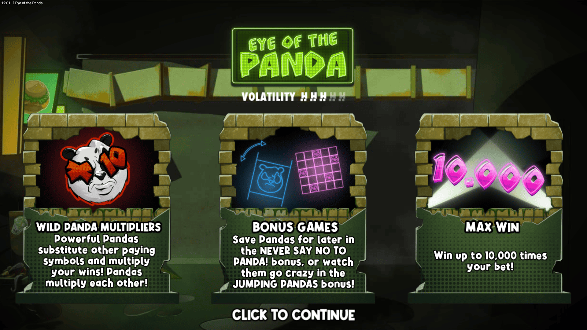 Eye of the Panda slot intro screen