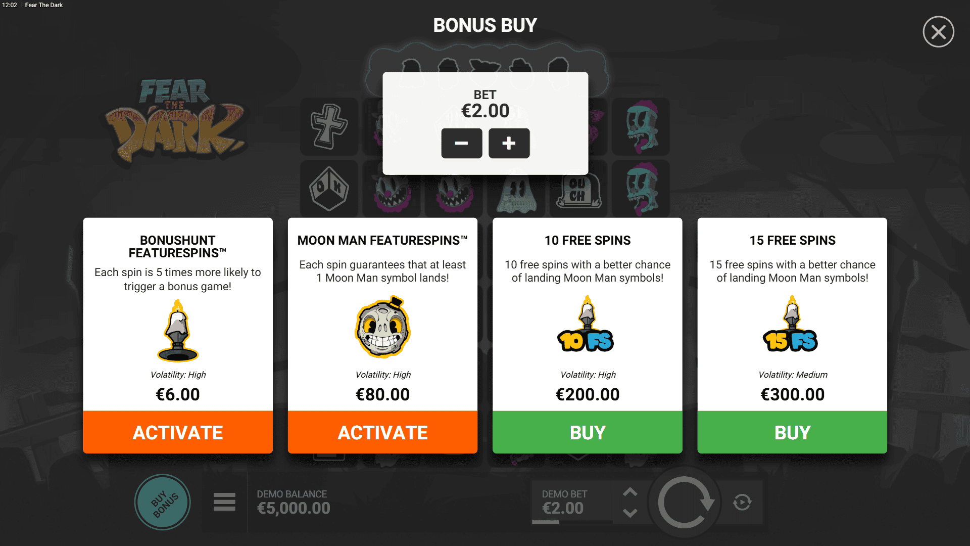 Fear the Dark bonus buy menu