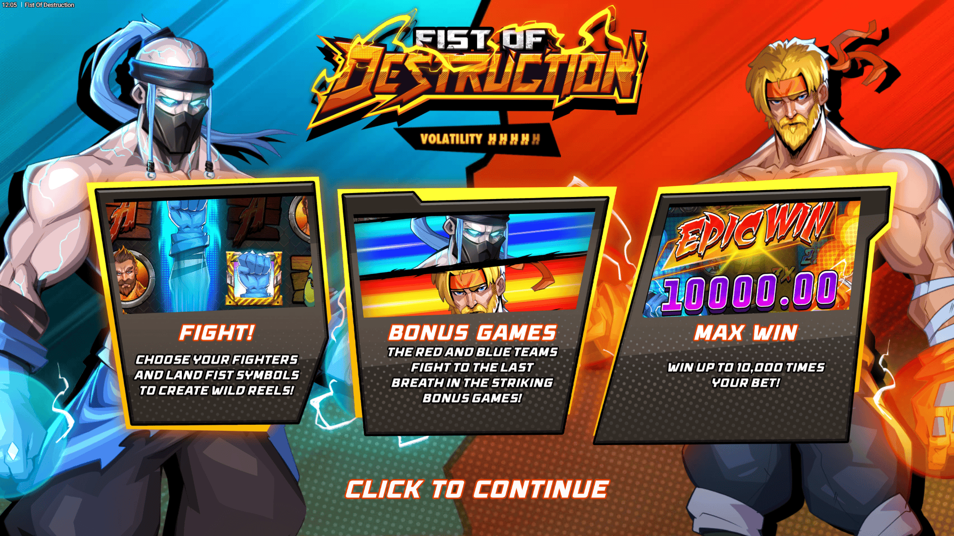 Fist of Destruction slot intro screen