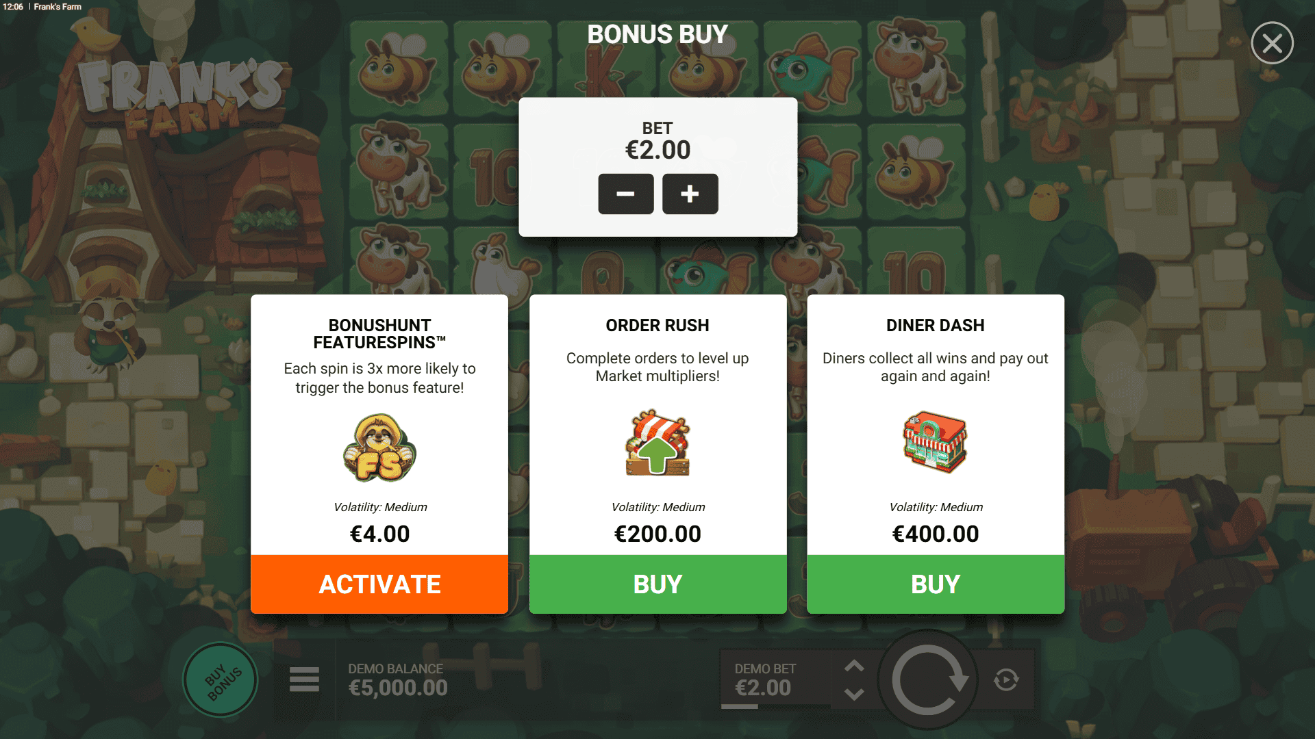 Frank&rsquo;s Farm bonus buy menu