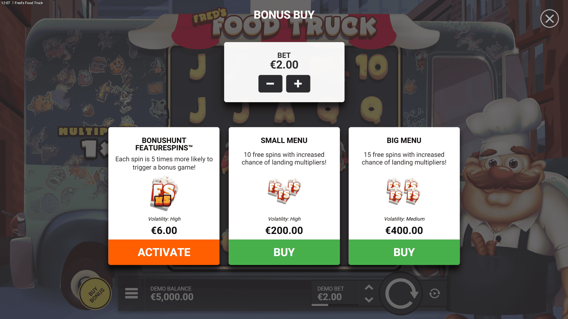 Fred's Food Truck bonus buy menu
