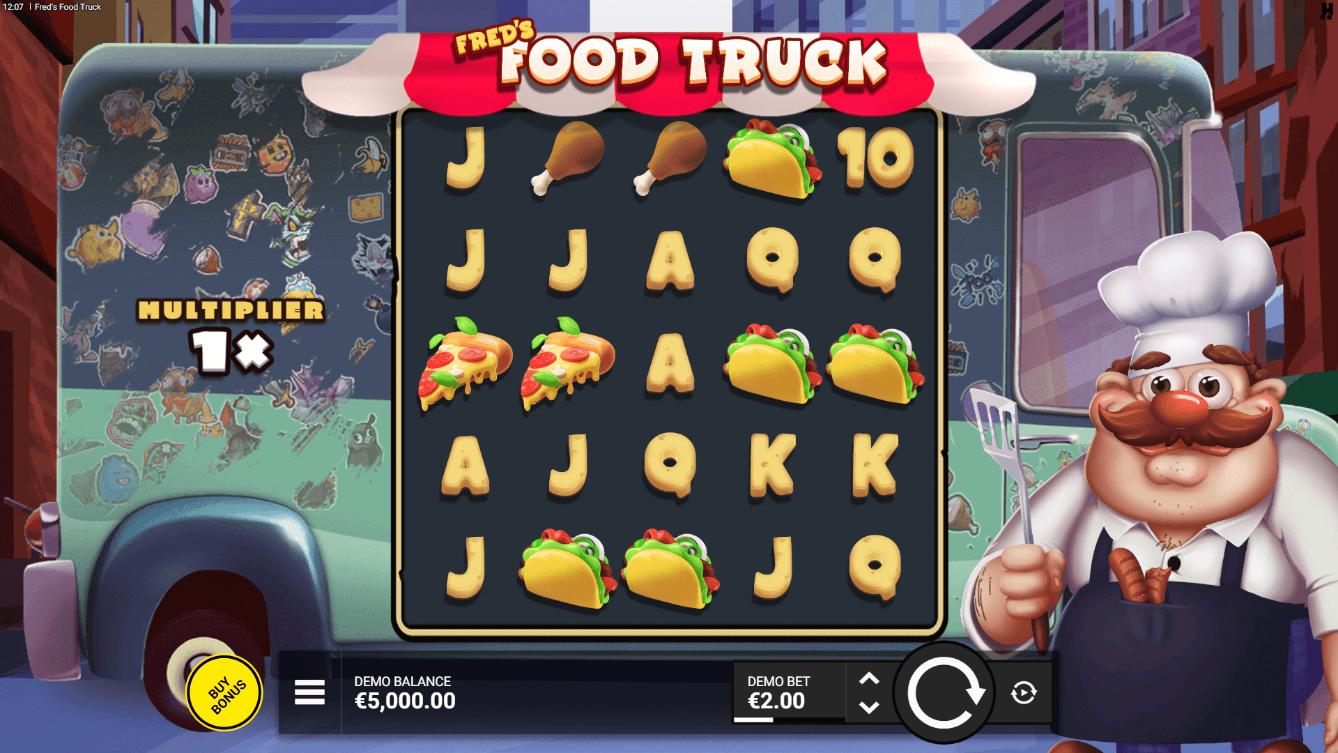 Fred's Food Truck slot gameplay reels