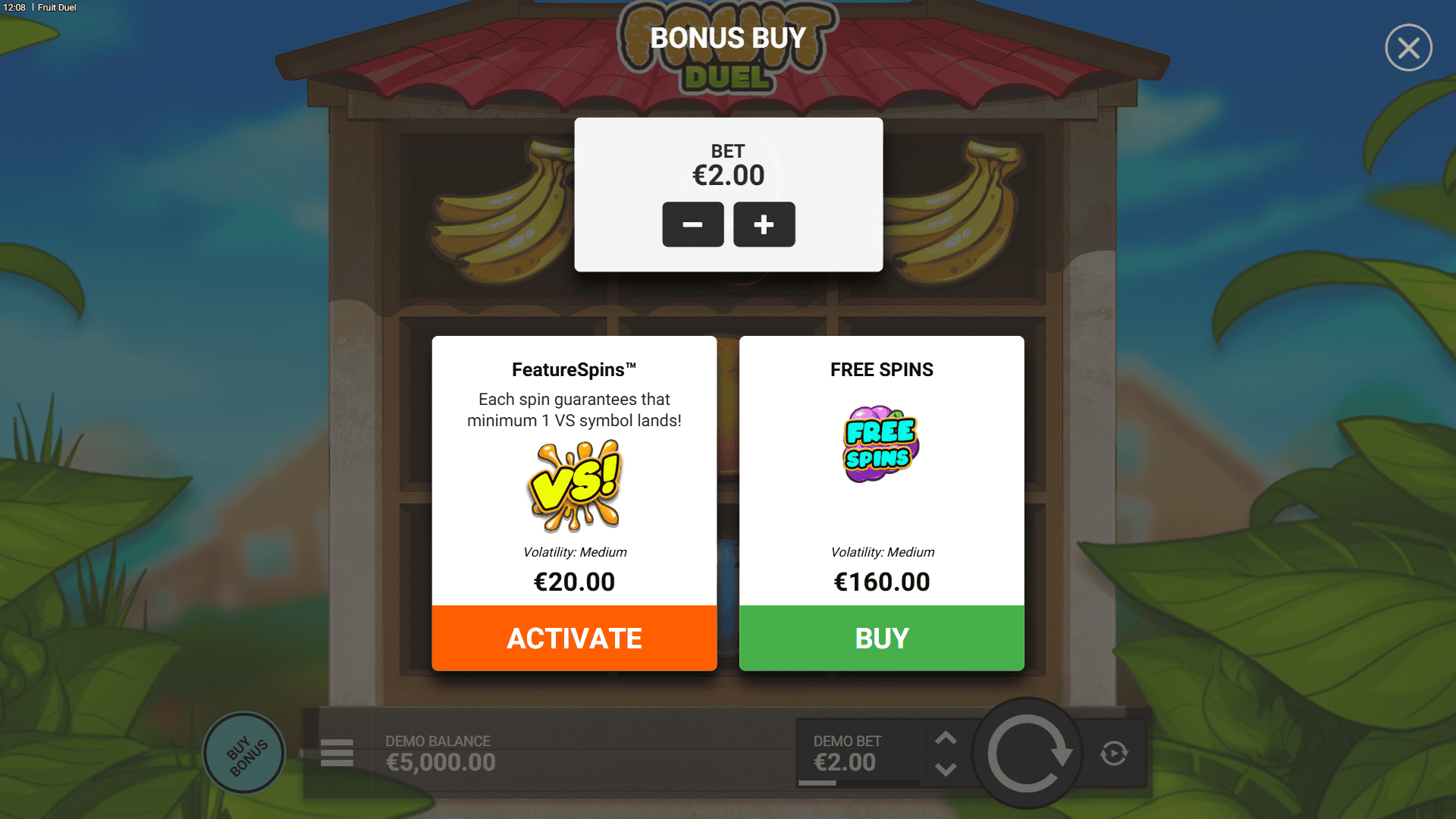 Fruit Duel bonus buy menu