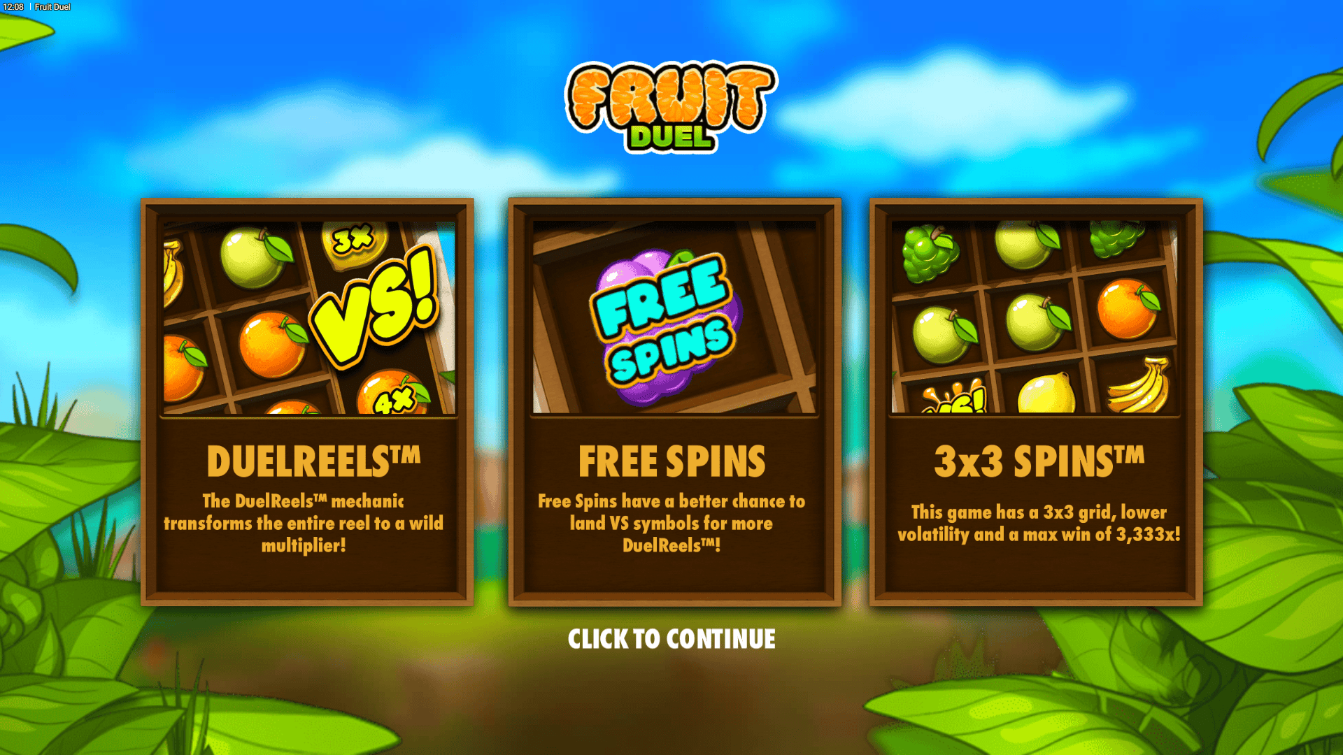Fruit Duel slot intro screen