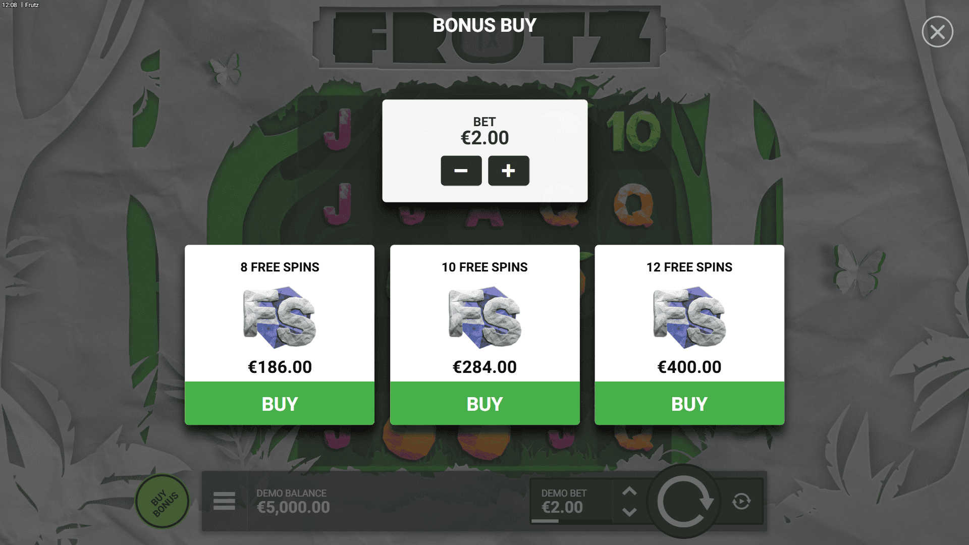 Frutz bonus buy menu