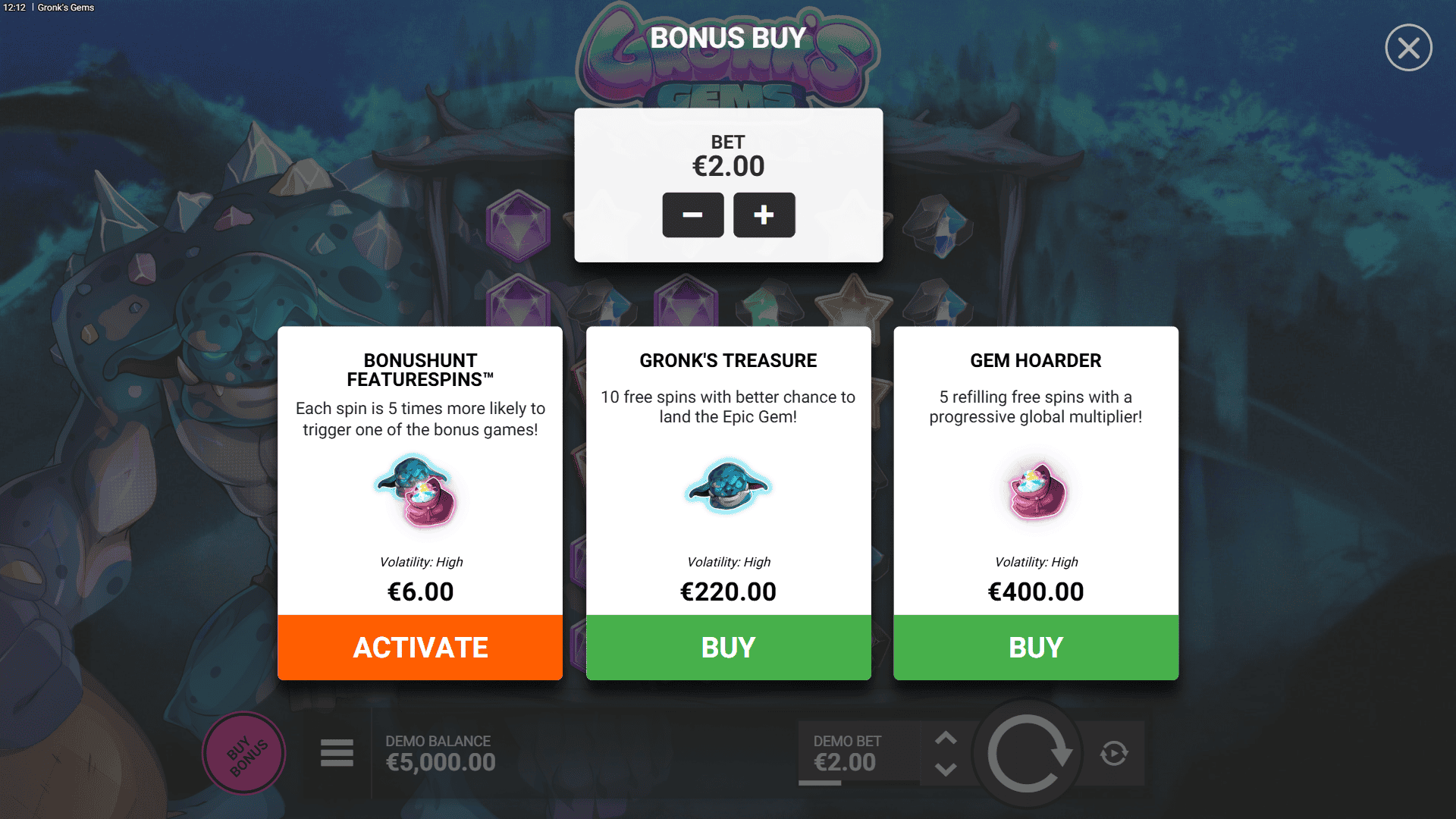Gronk&rsquo;s Gems bonus buy menu