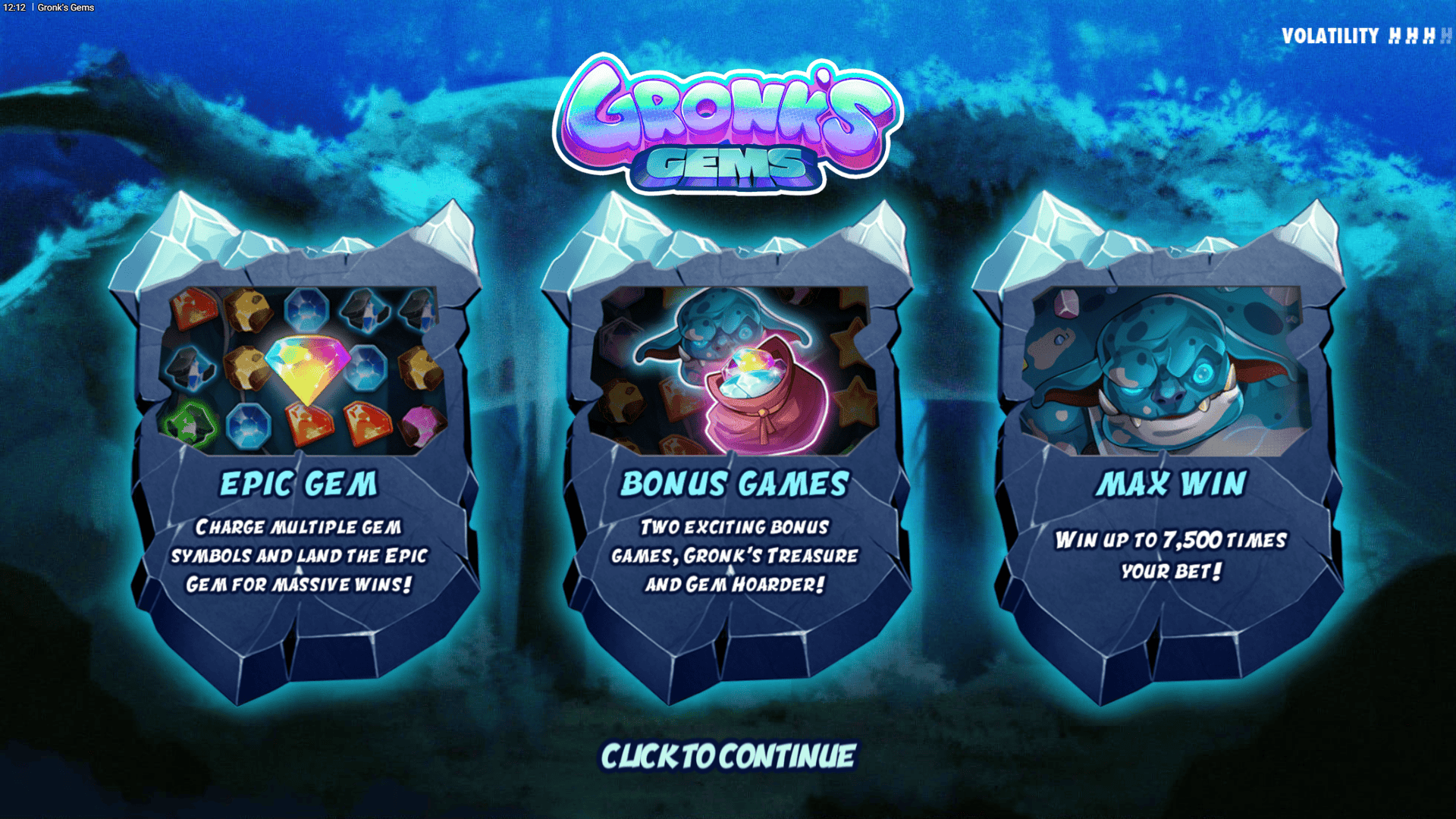 Gronk&rsquo;s Gems slot intro screen