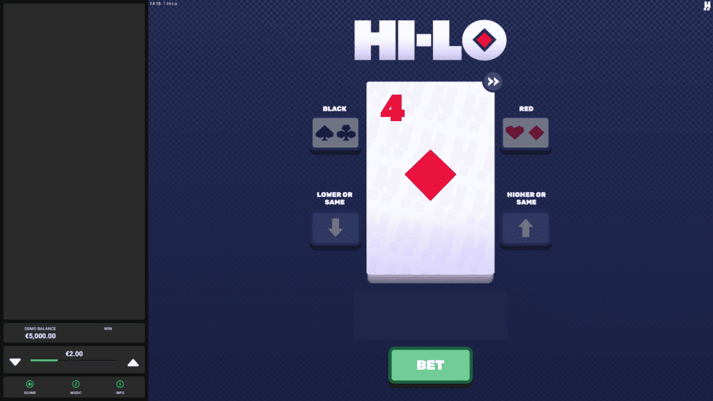 Hacksaw gaming hi lo game preview