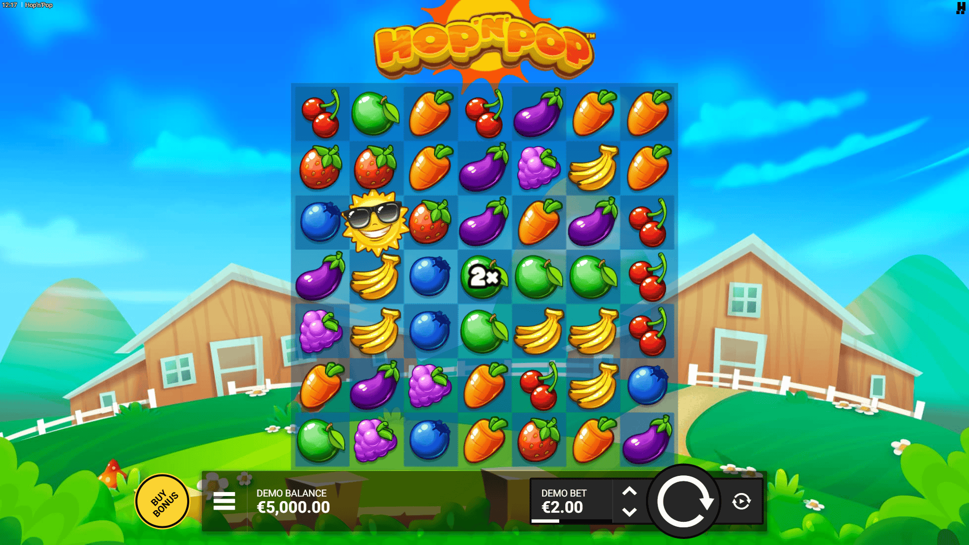 Hop'n'Pop slot gameplay reels