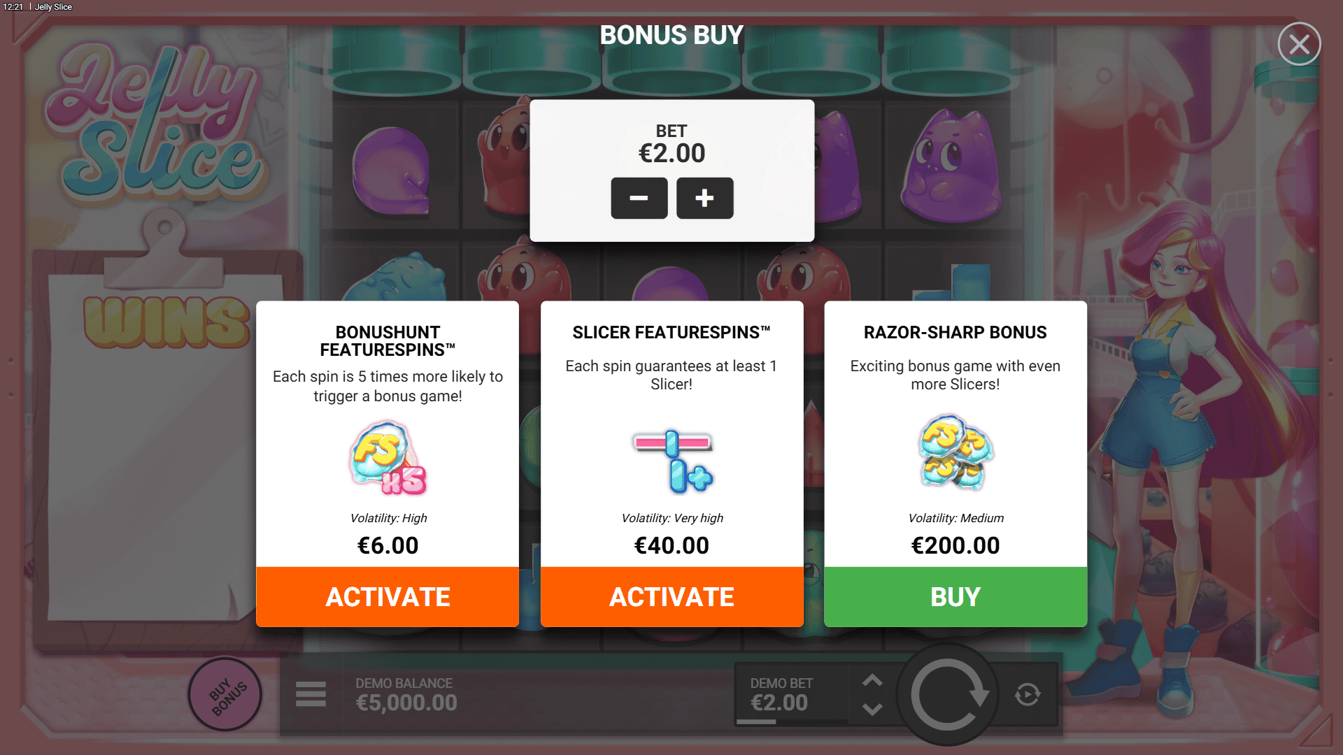Jelly Slice bonus buy menu