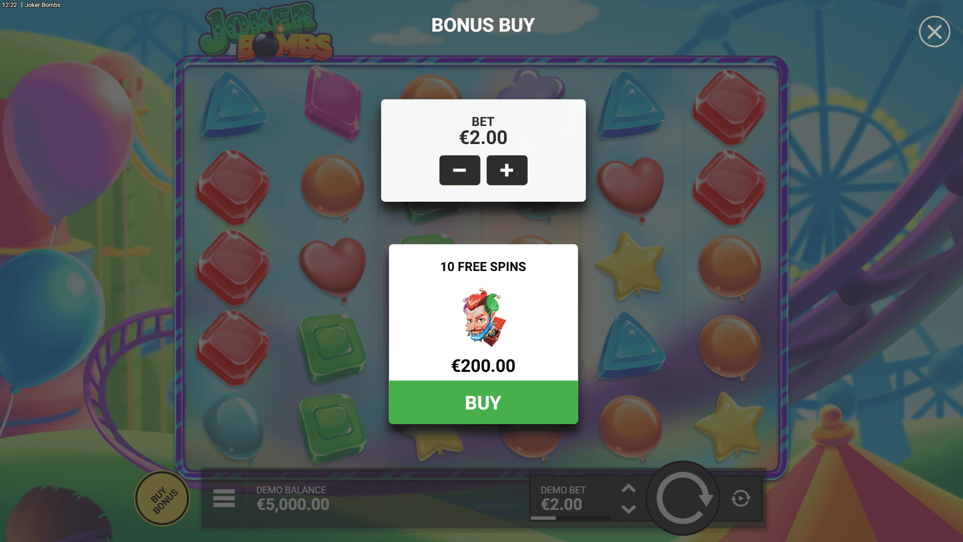 Joker Bombs bonus buy menu