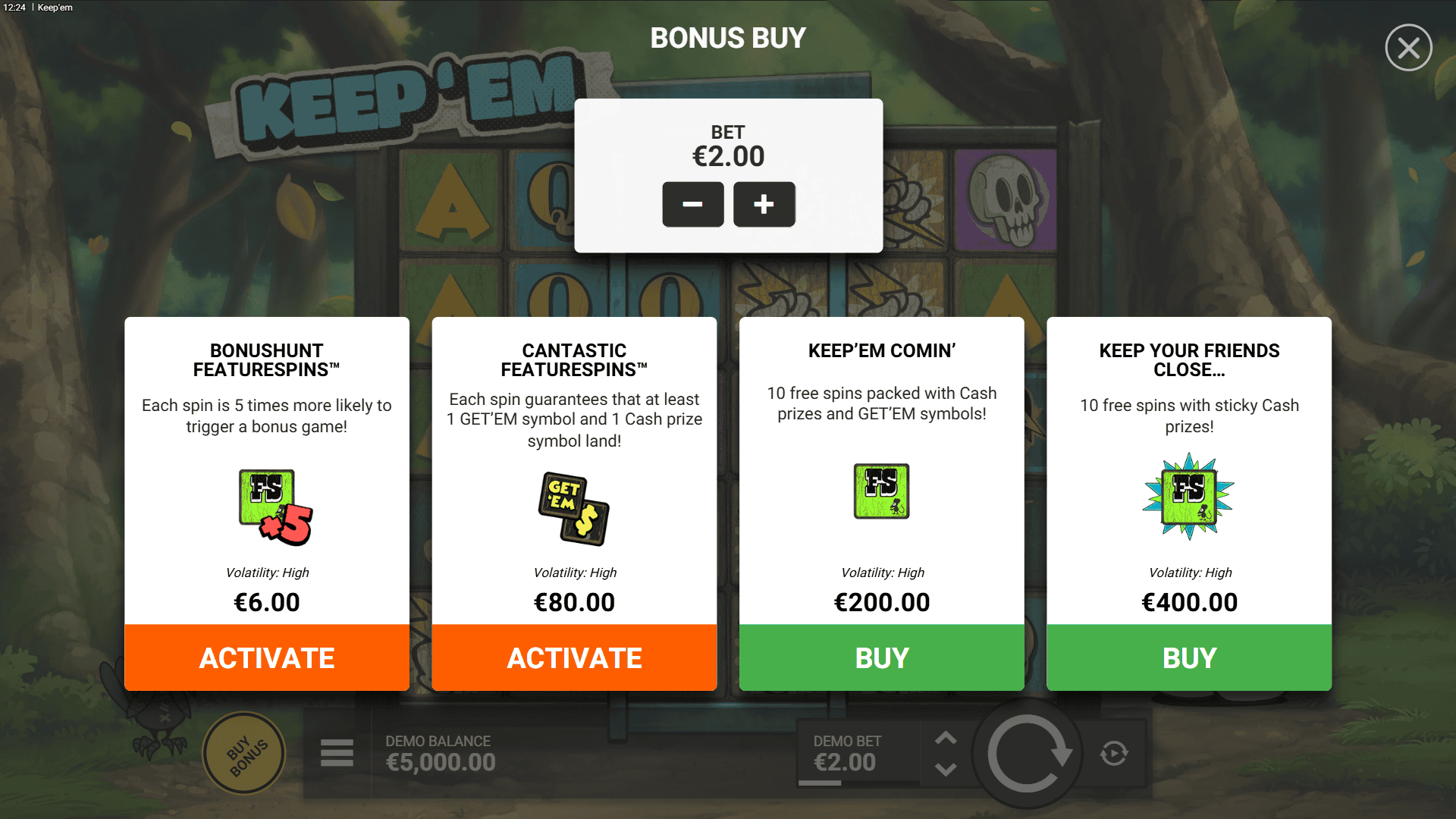 Keep 'Em bonus buy menu
