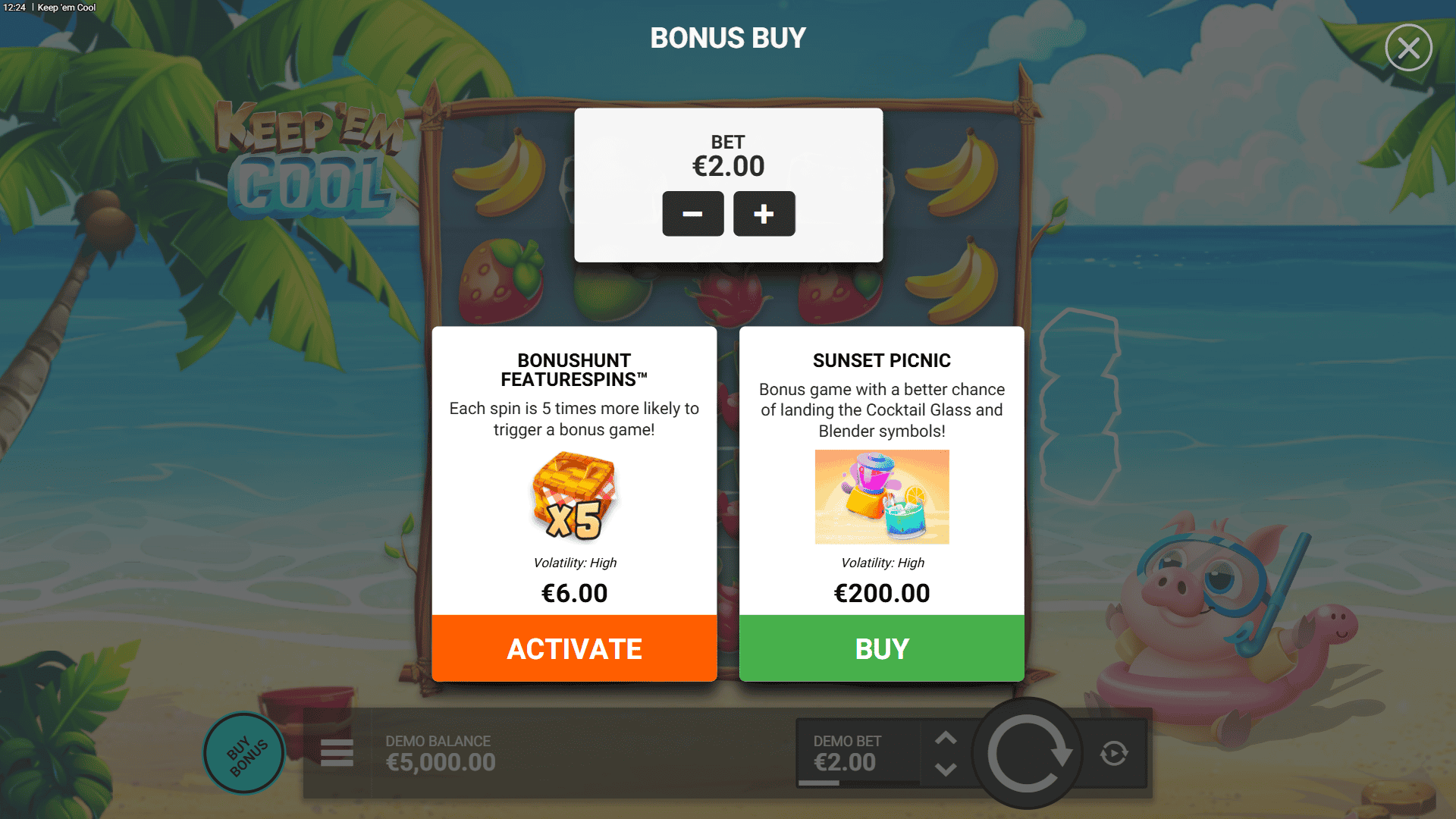 Keep ‘Em Cool bonus buy menu