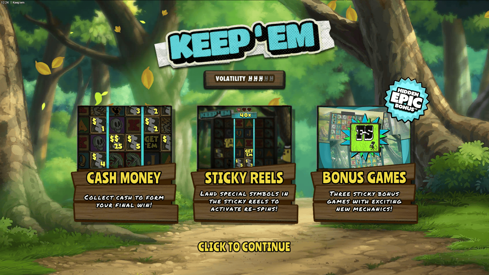 Keep 'Em slot intro screen