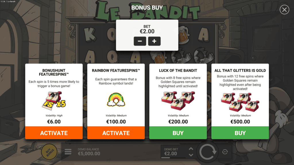 Hacksaw gaming le bandit bonus buy