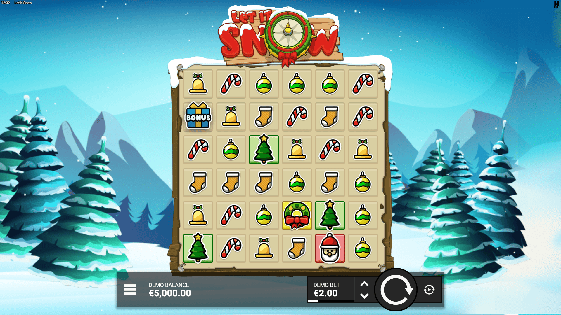Let It Snow slot gameplay reels